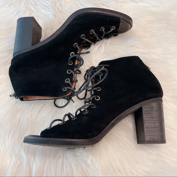 Jeffrey Campbell Cors 9.5 Black Suede Lace Up Sandal Heels - Picture 4 of 12